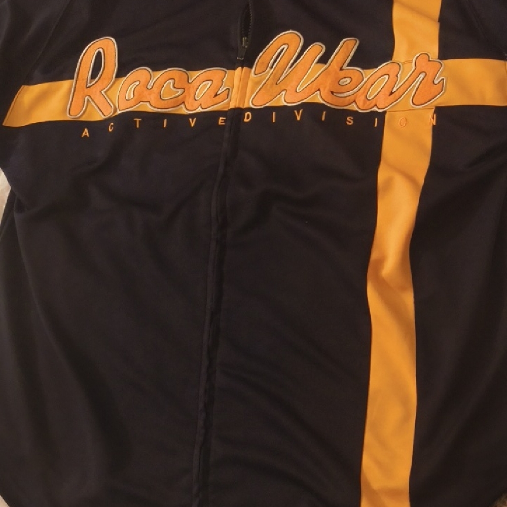 Rocawear Black Jacket with Yellow Stripes